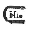U/C Shaped Portable Handheld DV Bracket Stabilizer Kit With Cold Shoe Tripod Head & Phone Clamp & Quick Release Buckle & Long Screw For All SLR Camera