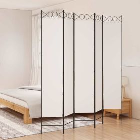 5-Panel Room Divider White 78.7"x86.6" Fabric