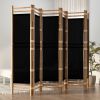 Folding 6-Panel Room Divider 94.5" Bamboo and Canvas
