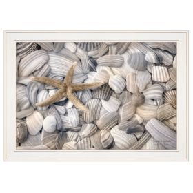 Trendy Decor 4U "Starfish & Seashells" Framed Wall Art, Modern Home Decor Framed Print for Living Room, Bedroom & Farmhouse Wall Decor by Lori Deiter