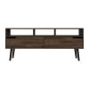 Oslo Tv Stand for TV¬¥s up 51"; Two Drawers; Four Legs; Three Open Shelves -Dark Walnut