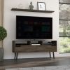 Oslo Tv Stand for TV¬¥s up 51"; Two Drawers; Four Legs; Three Open Shelves -Dark Walnut