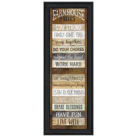 "Farmhouse Rules" By Marla Rae, Ready to Hang Framed Print, Black Frame