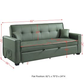 ACME Octavio Adjustable Sofa w/2 Pillows, Green Fabric LV00824