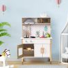ROBOTIME Kids Kitchen Playset Toy Kitchen with Light & Sound Wooden Toddler Play