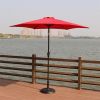 8.8 feet Outdoor Aluminum Patio Umbrella; Patio Umbrella; Market Umbrella with 33 pounds Round Resin Umbrella Base; Push Button Tilt and Crank lift; R