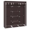 69" Portable Clothes Closet Non-Woven Fabric Wardrobe Double Rod Storage Organizer Dark Brown RT