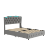 Full Platform Bed Frame , Velvet Upholstered Bed with Deep Tufted Buttons and Nailhead Trim, Adjustable Colorful LED Light Decorative Headboard, Bed S