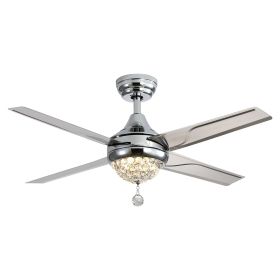 Crystal 48inch Ceiling Fan With 3 Speed Wind 4 Iron Blades Remote Control w Light