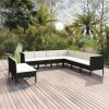 9 Piece Patio Lounge Set with Cushions Poly Rattan Black