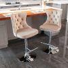 A&A Furniture,Swivel Velvet Barstools Adjusatble Seat Height from 25-33 Inch, Modern Upholstered Chrome base Bar Stools with Backs Comfortable Tufted