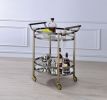 ACME Lakelyn Serving Cart, Brushed Bronze & Clear Glass 98190