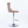 A&A Furniture,Swivel Velvet Barstools Adjusatble Seat Height from 25-33 Inch, Modern Upholstered Chrome base Bar Stools with Backs Comfortable Tufted