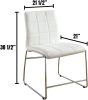 White Color Leatherette 2pcs Counter Height Dining Chairs Chrome Metal Legs Dining Room Counter Height Chairs