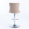 A&A Furniture,Swivel Velvet Barstools Adjusatble Seat Height from 25-33 Inch, Modern Upholstered Chrome base Bar Stools with Backs Comfortable Tufted