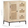 Sideboard 23.6"x13.8"x27.6" Solid Mango Wood and Natural Cane