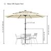 10Ft 3-Tiers 32LEDS Patio Umbrella Beige
