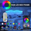 Full Platform Bed Frame , Velvet Upholstered Bed with Deep Tufted Buttons and Nailhead Trim, Adjustable Colorful LED Light Decorative Headboard, Bed S