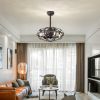 Best sells Modern Enclosed Ceiling Fan Indoor with Remote Control and Bladeless Rust Red Industrial Ceiling Fan Light Kit