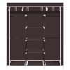 69" Portable Clothes Closet Non-Woven Fabric Wardrobe Double Rod Storage Organizer Dark Brown RT