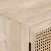 Sideboard 23.6"x13.8"x27.6" Solid Mango Wood and Natural Cane