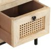 Sideboard 23.6"x13.8"x27.6" Solid Mango Wood and Natural Cane