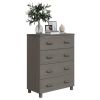 Sideboard HAMAR Light Gray 31.1"x15.7"x40.7" Solid Wood Pine