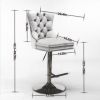 A&A Furniture,Thick Golden Swivel Velvet Barstools Adjusatble Seat Height from 27-35 Inch, Modern Upholstered Bar Stools with Backs Comfortable Tufted