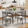 5 Pieces Faux Marble Dining Set Table with Solid Steel Frame