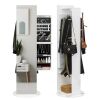 Jewelry Armoire with Full Length Mirror 360¬∞ and Large Capacity Jewelry Organizer Armoire; Lockable Mirror with Jewelry Storage; Coat Rack; Multi Sto