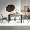 Light Grey modern simple style dining chair PU leather black metal pipe PP back dining room furniture chair set of 2