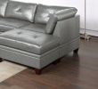 Contemporary Genuine Leather 1pc Corner Wedge Grey Color Tufted Seat Living Room Furniture