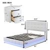 3-Pieces Bedroom Sets,Queen Size Upholstered Bed with LED Lights,Hydraulic Storage System and USB Charging Station, Two Nightstands with Crystal Decor