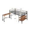 Twin Size Metal Loft Bed with Desk and Shelves,Black