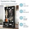 ON-TREND All in One Hall Tree with 3 Top Shelves and 2 Flip Shoe Storage Drawers, Wood Hallway Organizer with Storage Bench and Metal Hanging Hooks, B