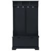 ON-TREND All in One Hall Tree with 3 Top Shelves and 2 Flip Shoe Storage Drawers, Wood Hallway Organizer with Storage Bench and Metal Hanging Hooks, B