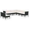 9 Piece Patio Lounge Set with Cushions Poly Rattan Black