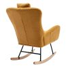 35.5 inch Rocking Chair with Pocket, Soft Teddy Fabric Rocking Chair for Nursery, Comfy Wingback Glider Rocker with Safe Solid Wood Base for Living Ro