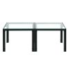 Coffee Table Set of 2, Square Modern Table with Tempered Glass Finish for Living Room,Transparent