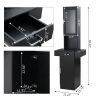Wall Mounted Barber Station;  Salon Station with Locking Drawer;  Glass Door;  Storage Cabinets;  Dryer Holders;  Wood Hair Styling Equipment;  Black