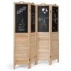 4-Panel Folding Privacy Room Divider Screen with Chalkboard
