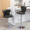 Swivel PU Barstools Adjusatble Seat Height from 25-33 Inch, Modern Upholstered Chrome base Bar Stools with Backs Comfortable Tufted for Home Pub and K