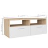 TV Stand Engineered Wood 37.4"x13.8"x14.2" Oak and White