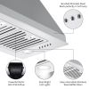 30 inch Insert Range Hood 600 CFM;  Built-in Stainless Steel Range Hoods with Right Button Controls and Back LED Lights; Kitchen Hood for Over Stove;