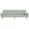 Sofa Bed with Cushions Light Gray Velvet