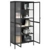 Highboard Black 33.5"x15.7"x70.9" Glass and Steel