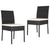3 Piece Patio Dining Set Poly Rattan Black