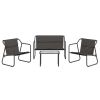 4 Piece Patio Lounge Set with Cushions Anthracite Steel
