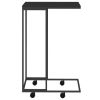 Side Table with Wheels Black 15.7"x11.8"x25" Engineered Wood