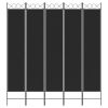 5-Panel Room Divider Black 78.7"x86.6" Fabric